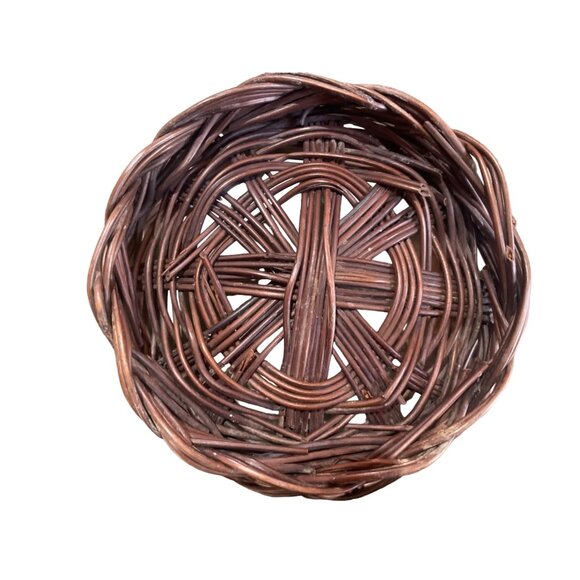 Vintage Wicker Set Of 2 Rustic Brown Woven Nesting Baskets - Picture 5 of 6